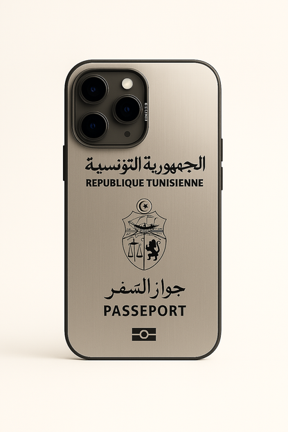 Coque Passeport Tunisie - Noir